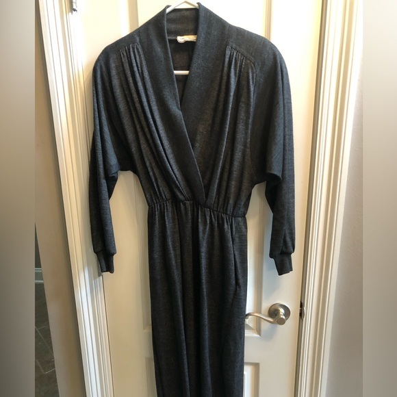 1970s Neumann-Marcus Faux Wrap Dress Gray - Picture 1 of 14